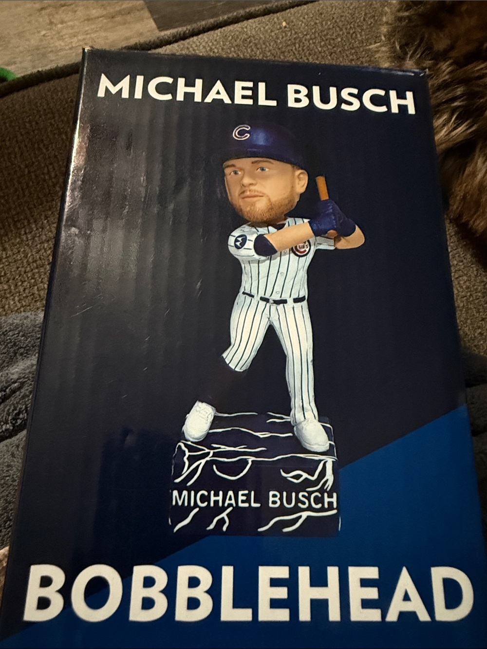 Michael Busch Chicago Cubs Pinstriped Bobblehead - Navy & White